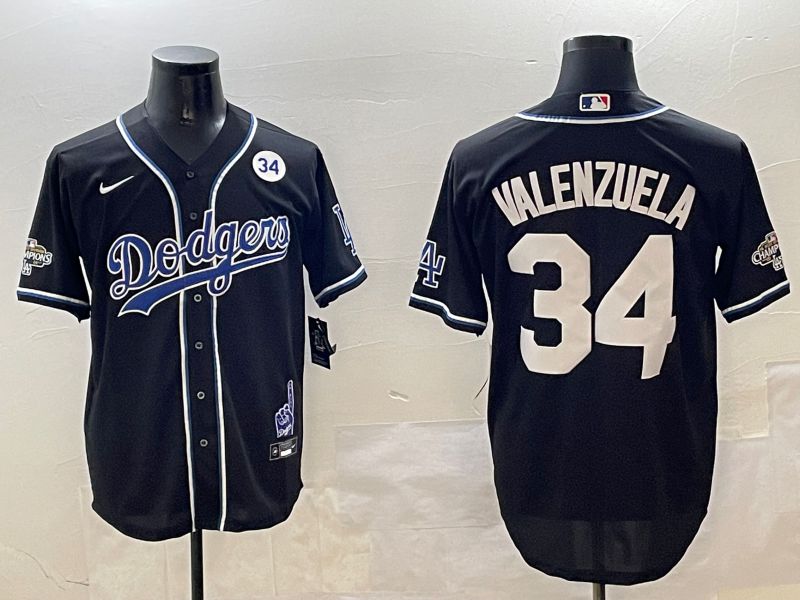 Men Los Angeles Dodgers 34 Valenzuela Black Fashion Game 2025 Nike MLB Jersey style 3063